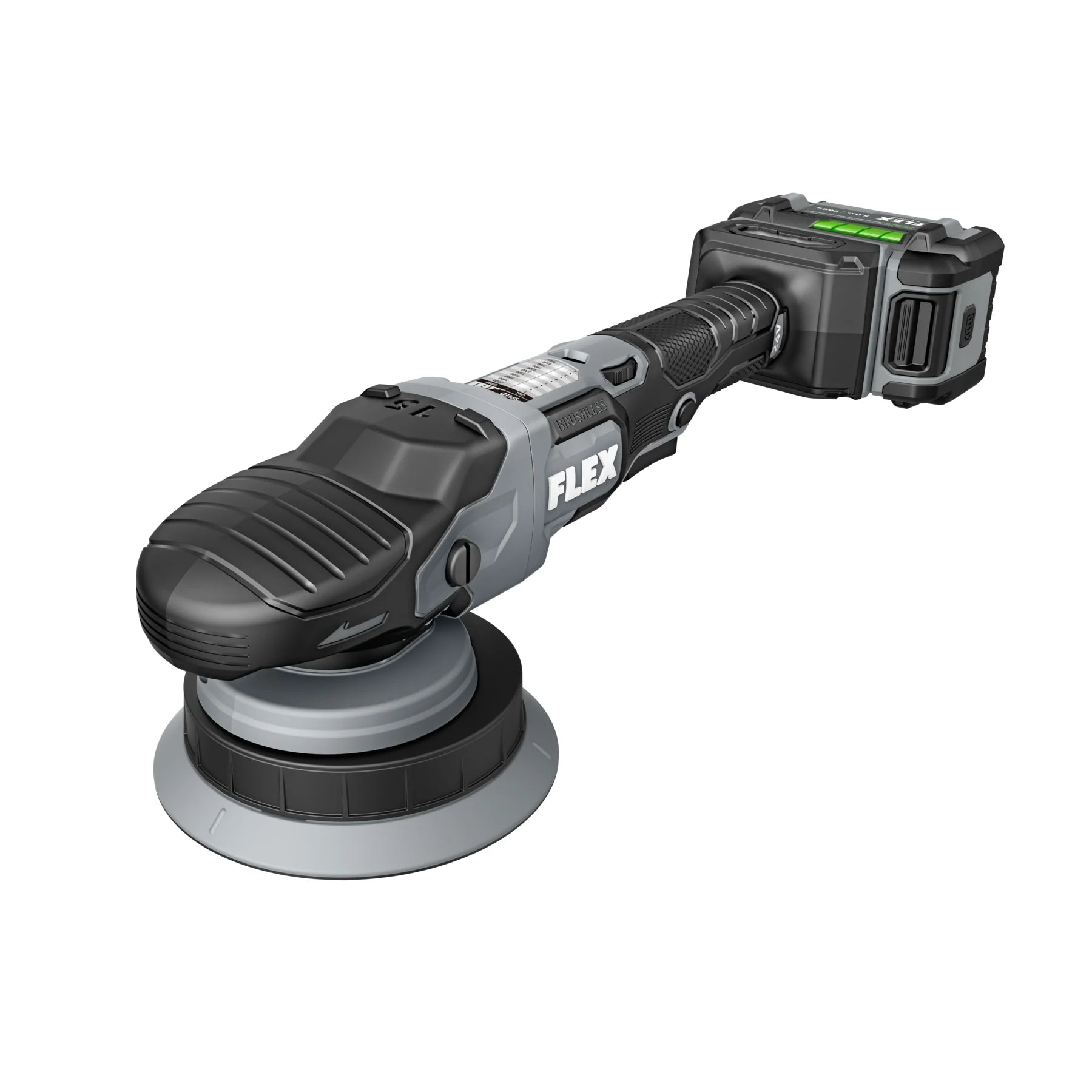 Flex power tool with circular pad on a white background